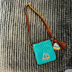 Consuela crossbody, turquoise patent leather. NWT